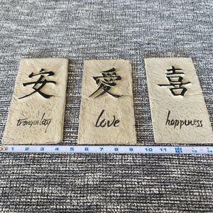 3 wall plaques, tranquility  love and happiness